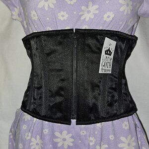 NWT 24"/SMALL 950 BLACK HANDMADE SILK ZIPPER WAIST BELT CORSET ROCKABILLY